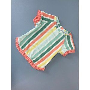 Ruffle Butts baby girl 12-18 month striped swim rash guard ruffle swimsuit‎